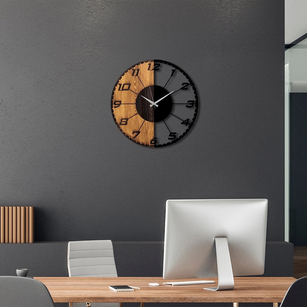 Dekoratívne nástenné hodiny WALLIE LINEAR 56 cm orech/čierne