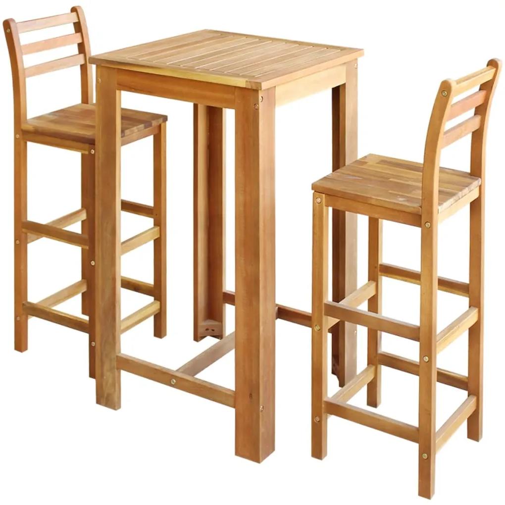 vidaXL Súprava barového stola a stoličiek 3 ks, akáciový drevený masív