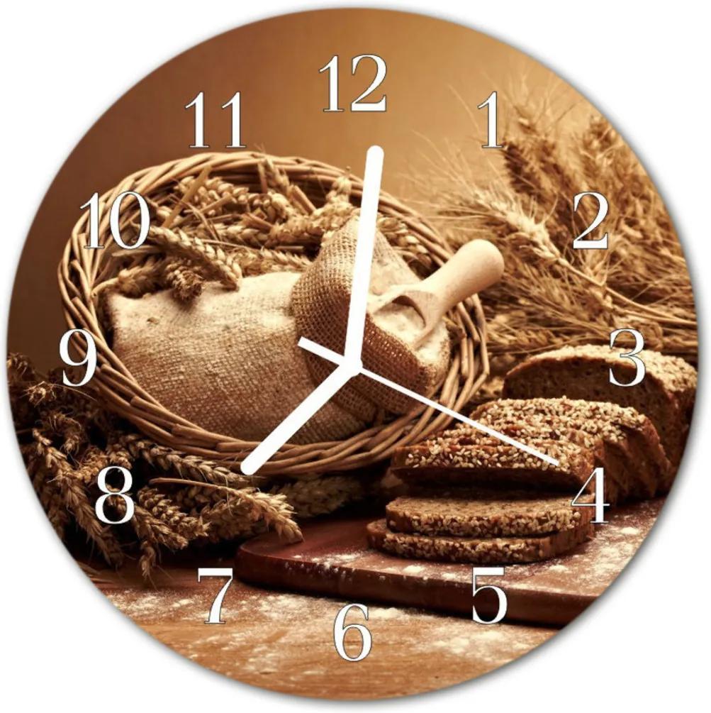 Sklenené hodiny okrúhle  chlieb obilniny