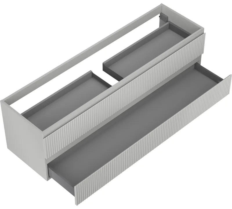 Mexen Rivel, kúpeľňová skrinka 160 cm, 2 zásuvky, drážkovaná, sivá matná, 91A20-16047-2-BFF62