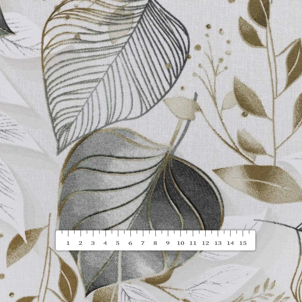 Biante Dekoračný behúň na stôl Leona LN-173 Sivé listy na režnom 35x180 cm