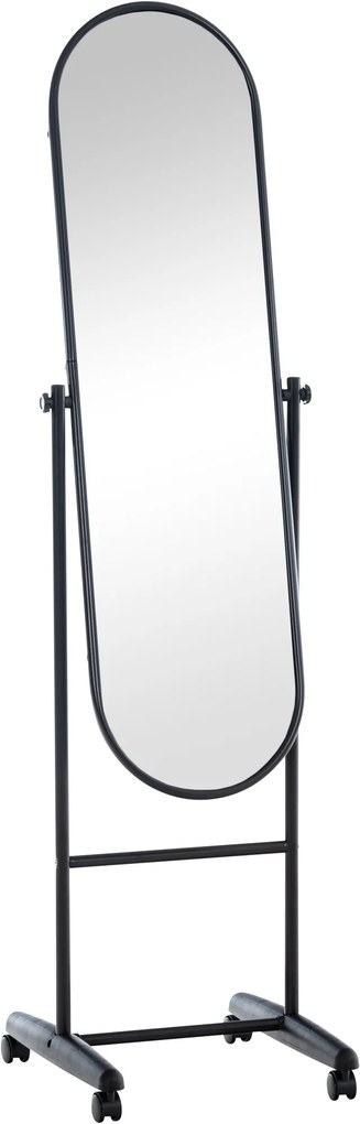 Stojace zrkadlo Nane Oval - 155x40x42 cm - Čierna