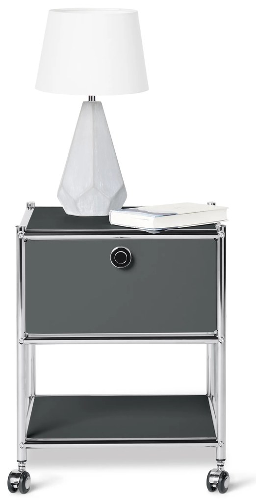 Kovový nočný stolík so zásuvkou »CN3«, sivý