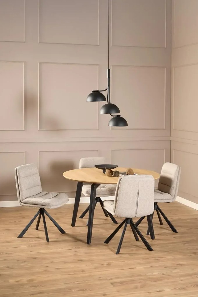 Kulatý jídelní stůl Cadiz 120 cm dub přírodní/černý