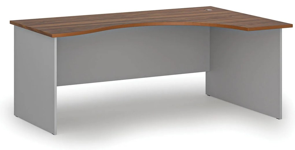 Ergonomický kancelársky písací stôl PRIMO GRAY, 180x120 cm, pravý, sivá/orech