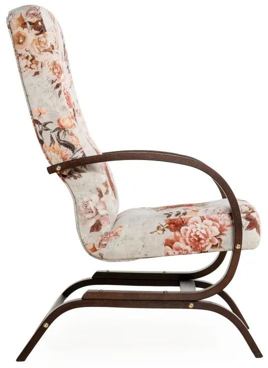 Kreslo Lux kvety, béžová - růže / orech (3995/105)