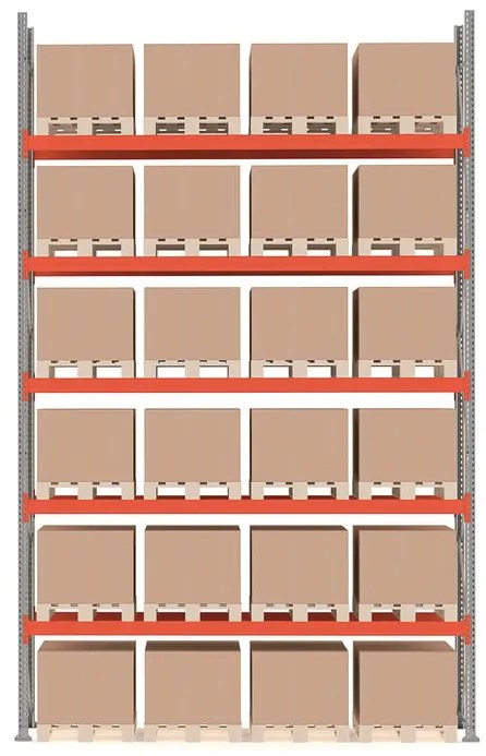 Paletový regál ULTIMATE, základná sekcia, 24 paliet, 6000x3600x1100 mm