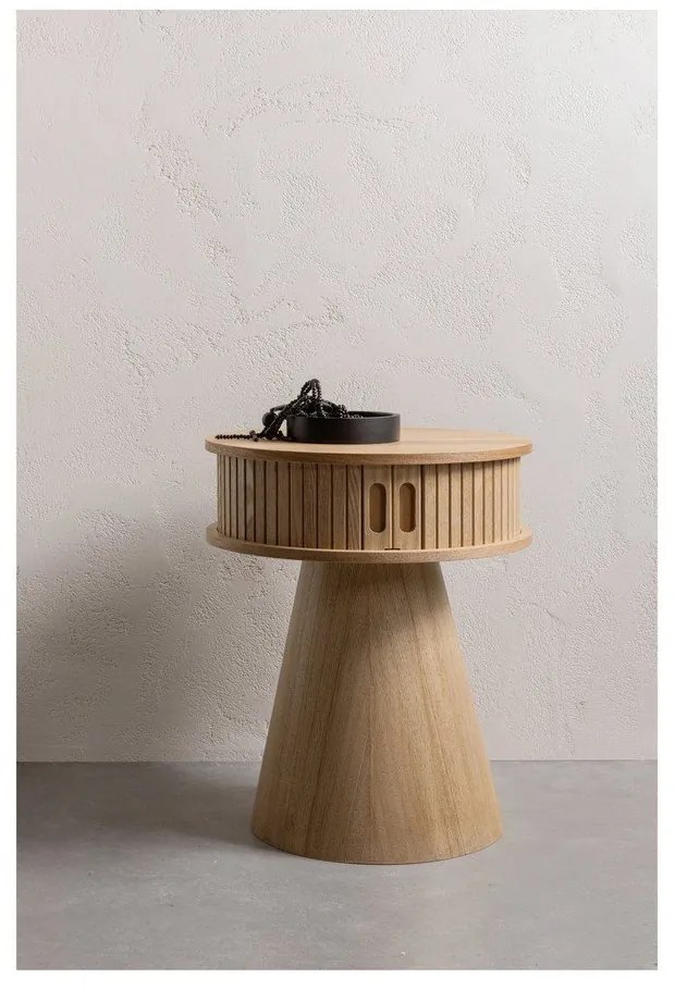 Nočný stolík v dekore borovice v prírodnej farbe Karri – WOOOD