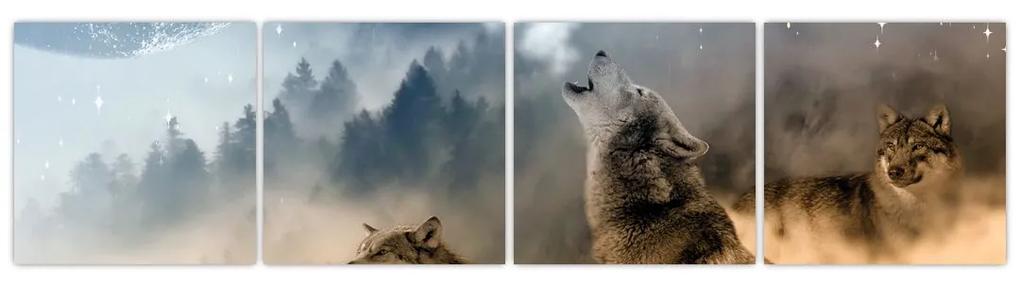 Obraz - vyjící vlci