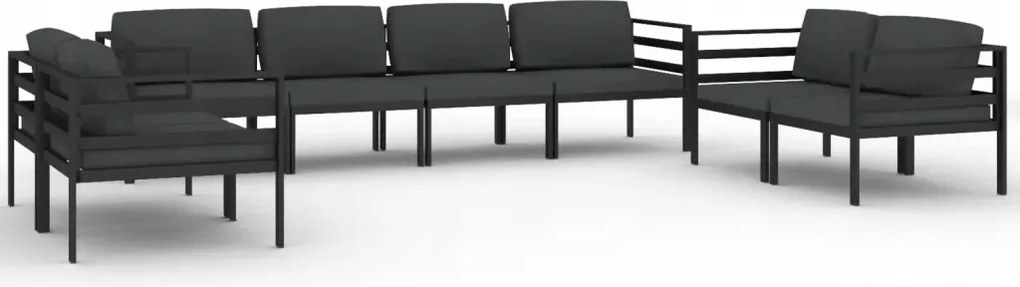 vidaXL 8-dielna sada záhradného nábytku, vankúše, hliník, antracit