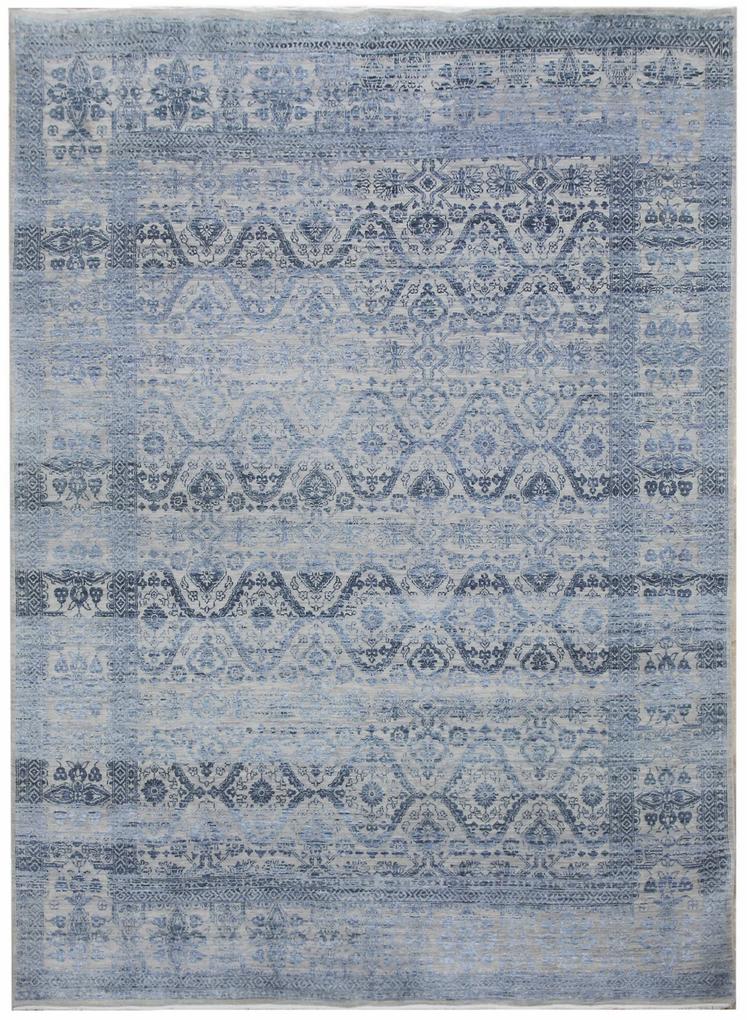 Diamond Carpets koberce Ručne viazaný kusový koberec Diamond DC-HALI B Silver / blue - 120x170 cm