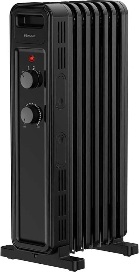 Sencor - olejový radiátor so 7 rebrami, 600/900/1500 W, 230 V, čierny