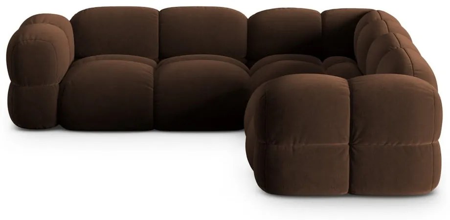 Tmavohnedá zamatová rohová pohovka Loretto – Cosmopolitan Design