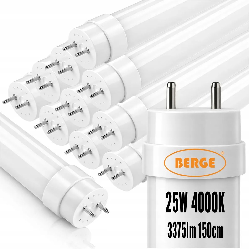 BERGE 10x LED trubice 150cm T8 25W 3375lm 4000K - nieutrálná biela