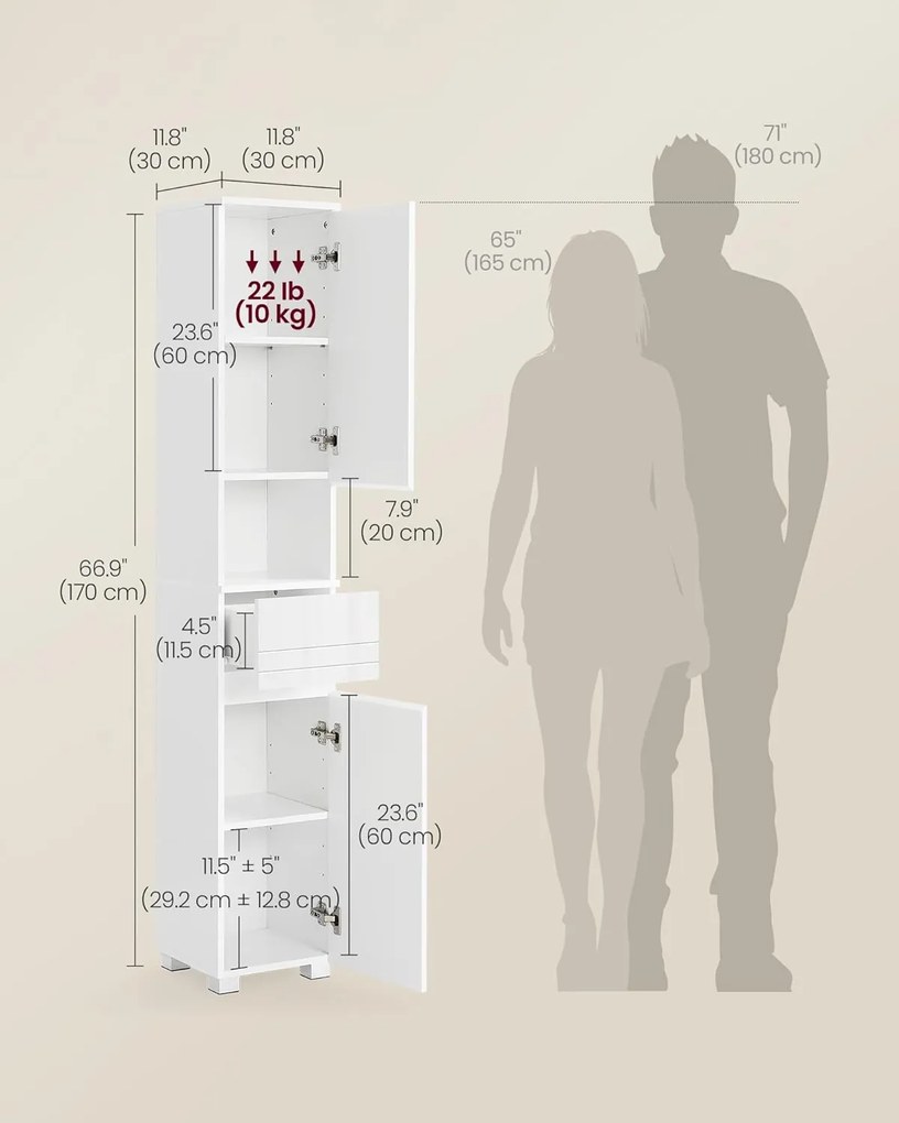 Kúpeľňová skrinka Vasagle Mista biela