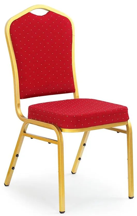 Stolička K66 kov/tkanina zlatá/bordó 45x59x93