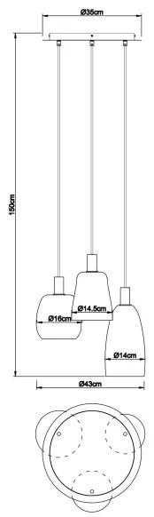 Globo 15789-3HM - Luster na lanku GARRI 3xE14/40W/230V pr. 43 cm mosadz