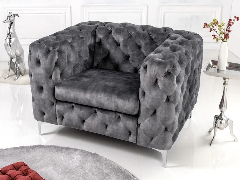 Modern Baroque kreslo sivé