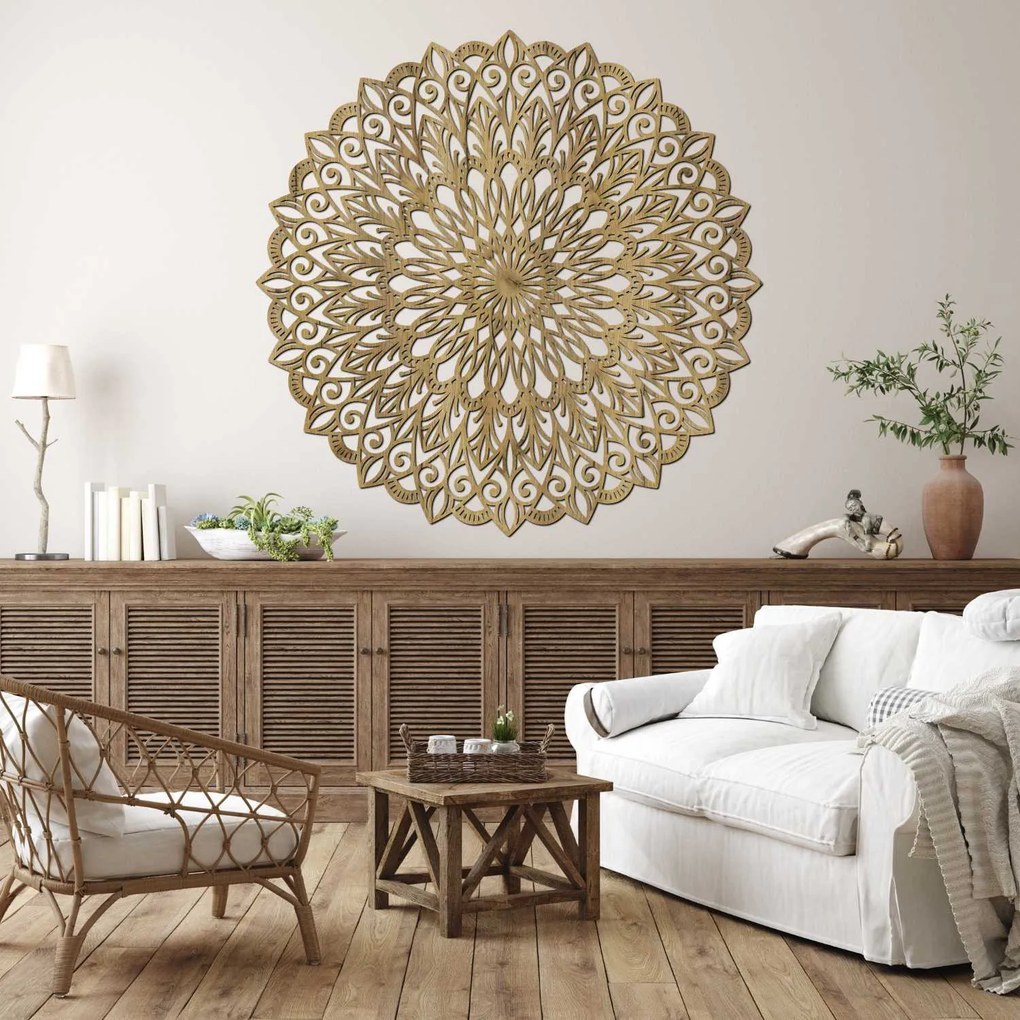 SENTOP | Drevená 3D mandala na stenu | Luxusný vyrezávaný obraz do obývačky | SENTOP HDF0251-akcia20