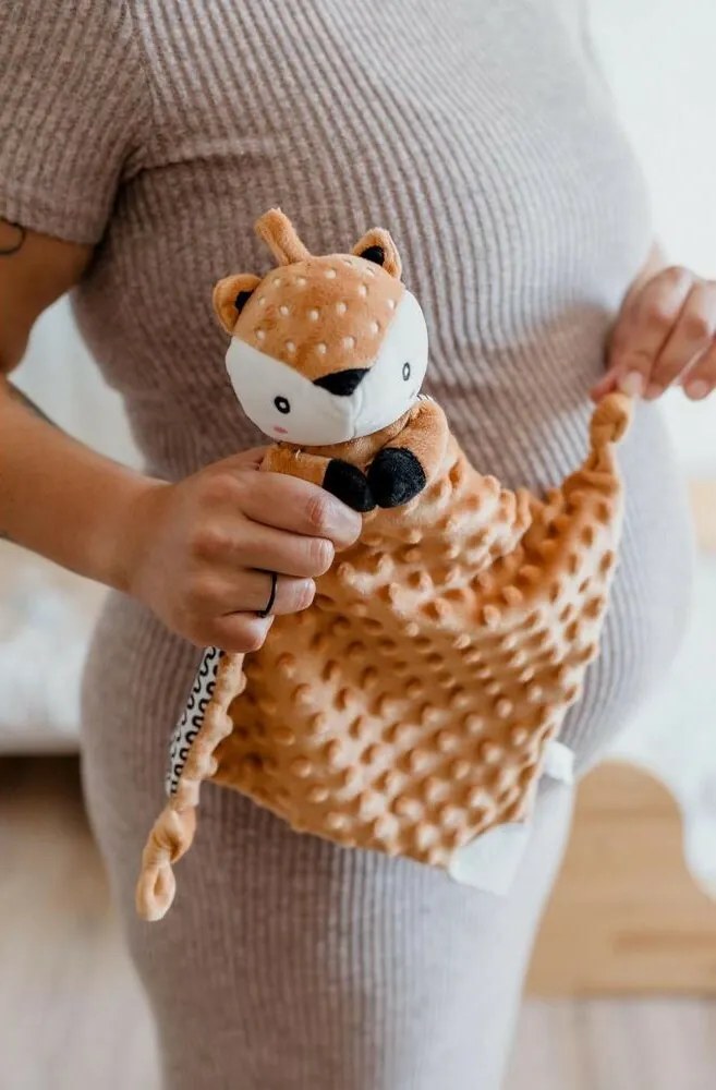 Usínačik babyted Srnček, hryzátko, hrkálka plyš 25 x 25cm, hnedá