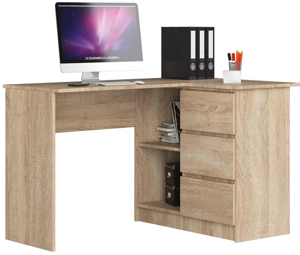 Rohový PC stolík Bodhi (dub sonoma) (P). Akcia -15%. Vlastná spoľahlivá doprava až k Vám domov. 1128559