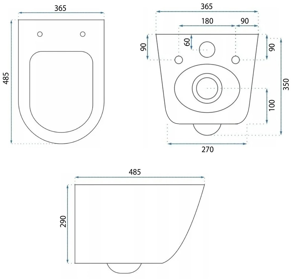 Rea Carlo Mini, závesné záchodová misa Tornado Rimless 485x365x350 mm + WC sedadlo, biela lesklá, REA-C8770