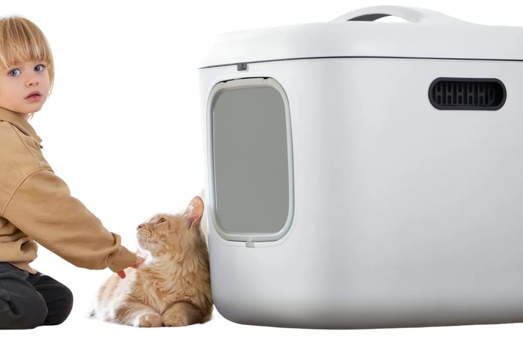 Mačacia toaleta, krytý záchod pre mačky CAT XXL – biela