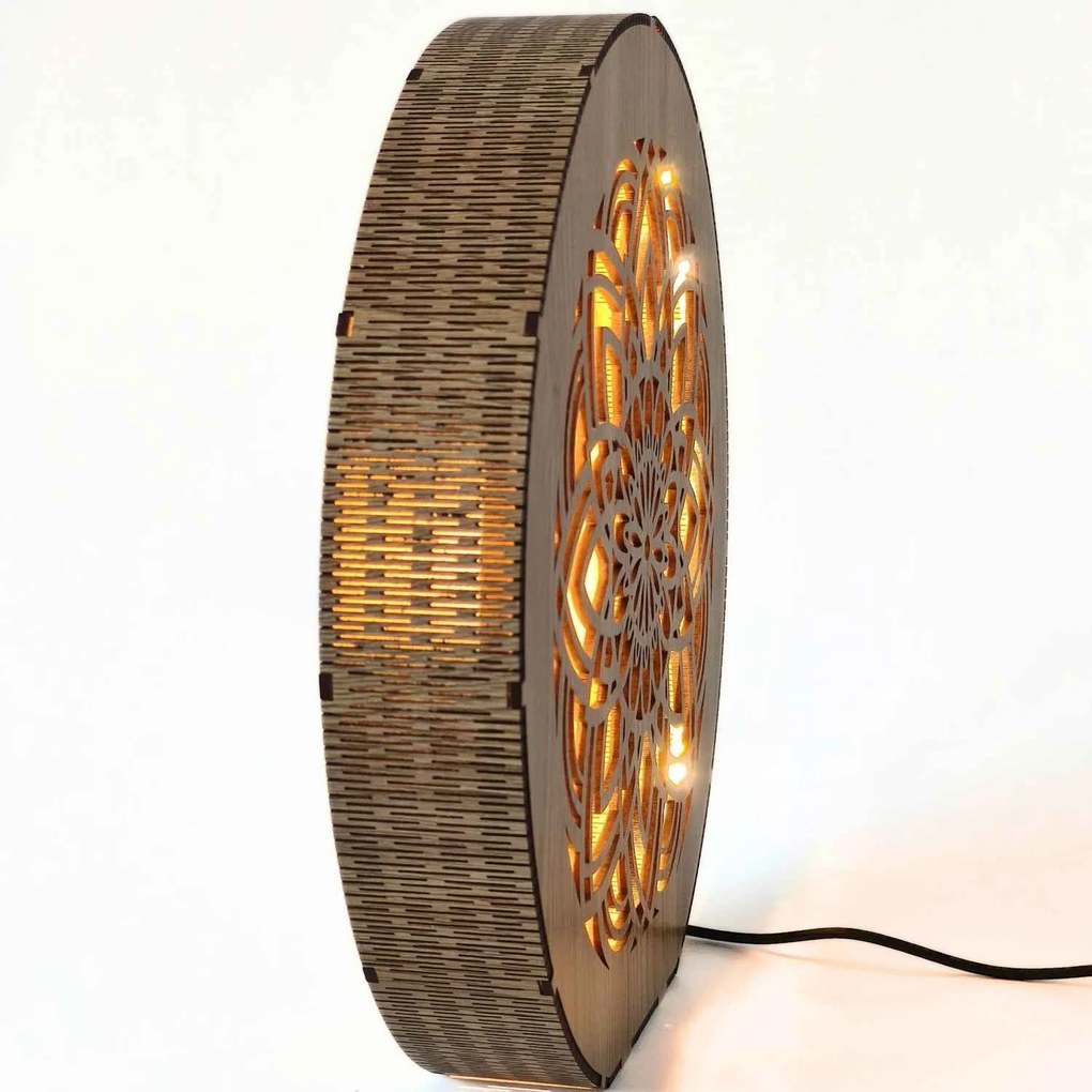 Stmievateľná drevená lampa Mandala | HEARF: HDF - Orech 20 cm 4784-115165 LED0608