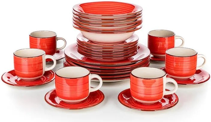Keramická jedálenská súprava SPIRAL RED 30 ks