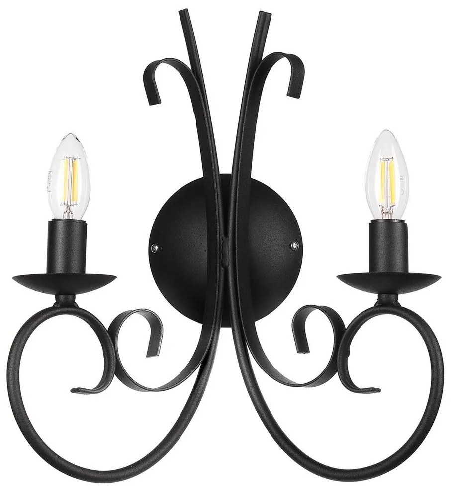 ONLI - Nástenné svietidlo POMPEI 2xE14/6W/230V čierna