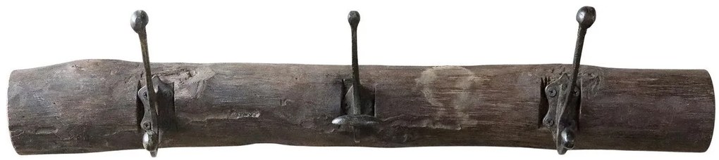 Hnedý antik vešiak z recyklovaného dreva s háčikmi Grimaud - 68*4*14 cm