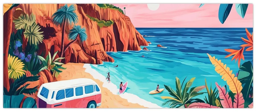 Obraz - Karavan pri oceáne (120x50 cm)