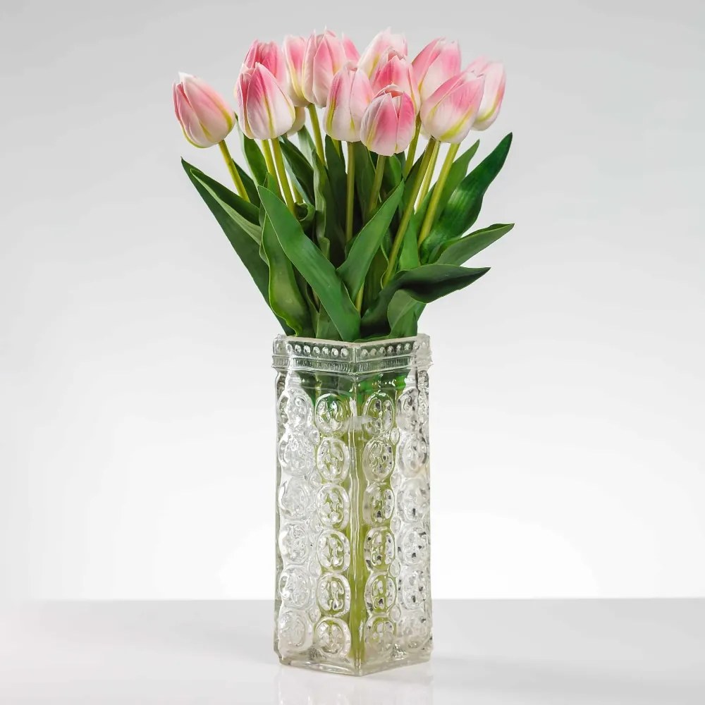 Umelý tulipán BEATA bielo-ružový. Cena je uvedená za 1 kus.