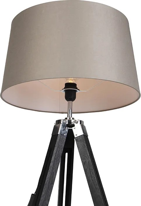 Stojaca lampa trojnožka čierna s tienidlom 45 cm ľanové taupe