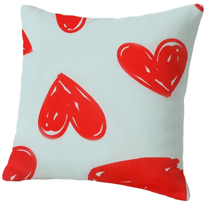 Súprava 2 ks dekoračných poťahov na vankúš WARM HEART 45x45 cm, svetlo modrá