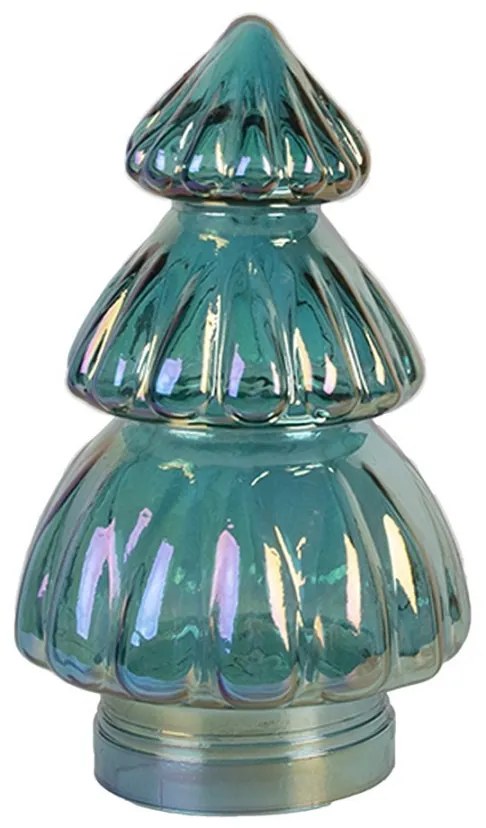 Modrá vianočná sklenená dekorácia stromček - Ø 12*20 cm