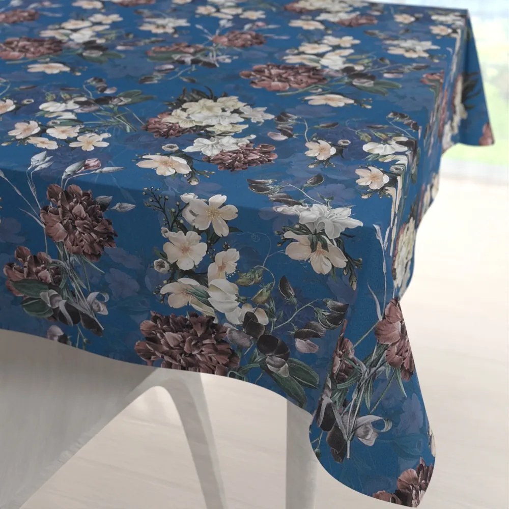Biante Teflónový štvorcový obrus TF-061 Kvety na modrom 80x80 cm
