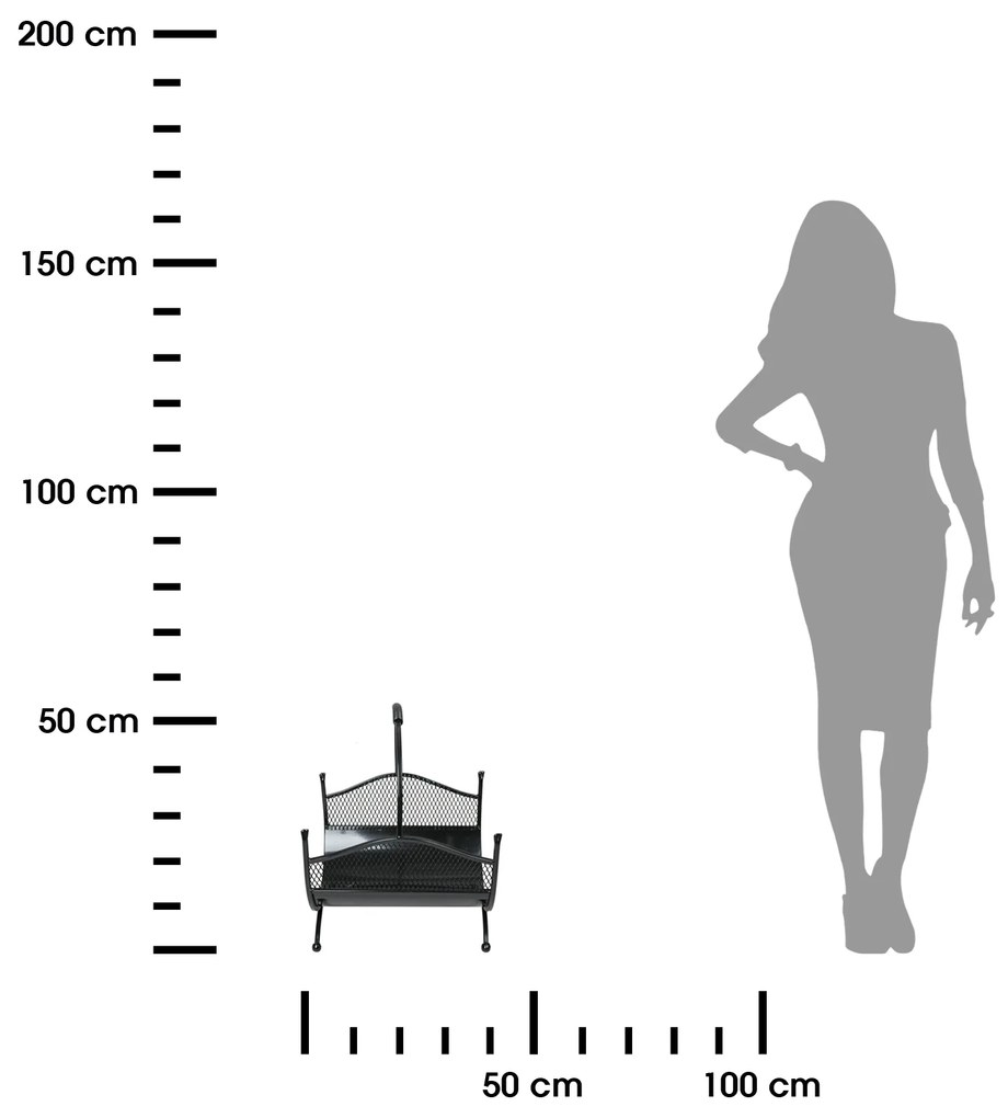 Kovový kôš na drevo Criss, 40x52 cm, čierna