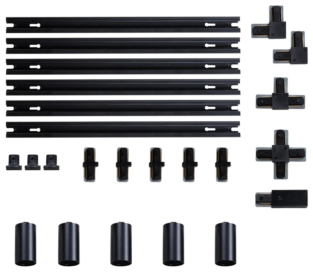 Moderný koľajnicový systém s 5 bodovými svetlami čierny 1-fázový GU10 35mm - Iconic Ruby Honey