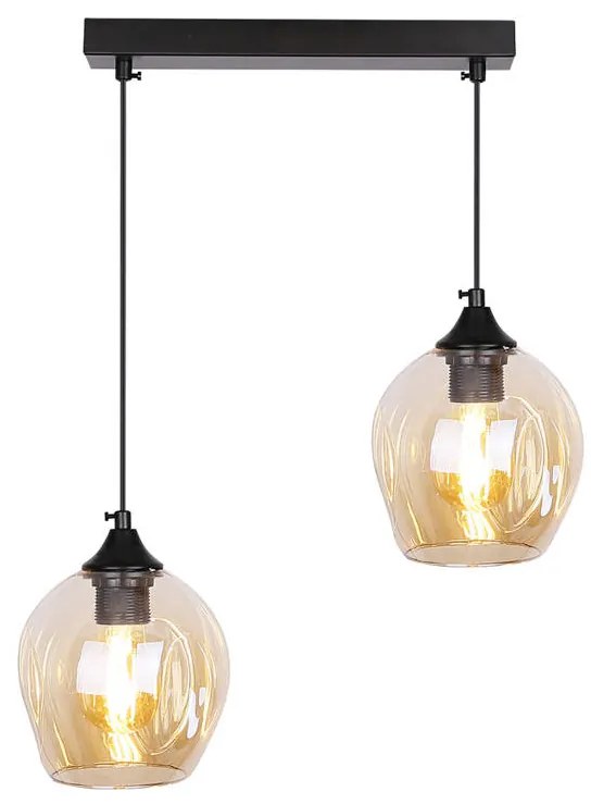 Candellux Čierno-hnedý závesný luster Aspa pre žiarovku 2x E27 32-00590