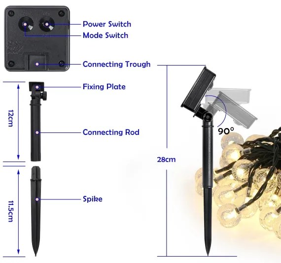 Brilagi - LED solárny svetelný reťazec BUBBLE 100xLED/8 funkcií 10 m IP65 teplá biela