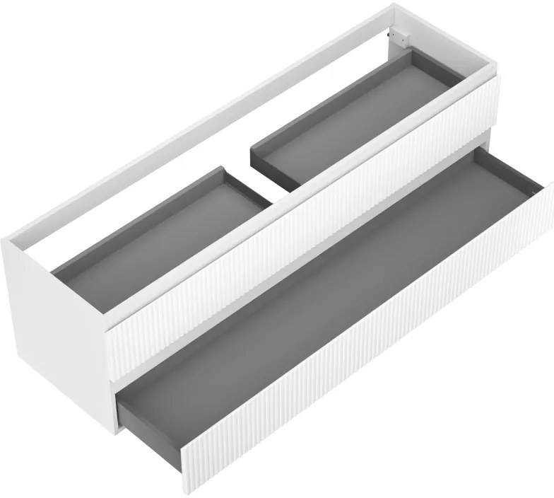 Mexen Rivel, kúpeľňová skrinka 160 cm, 2 zásuvky, drážkovaná, biela matná, 91A20-16047-2-BFF01