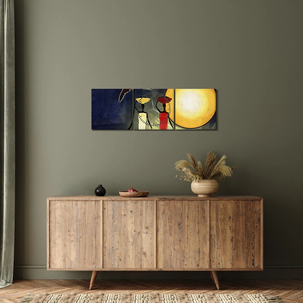 Obraz starovekej maľby (s hodinami) (90x30 cm)