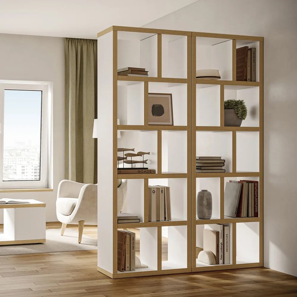 Knižnica v bielo-prírodnej farbe 70x198 cm Berlin – TemaHome