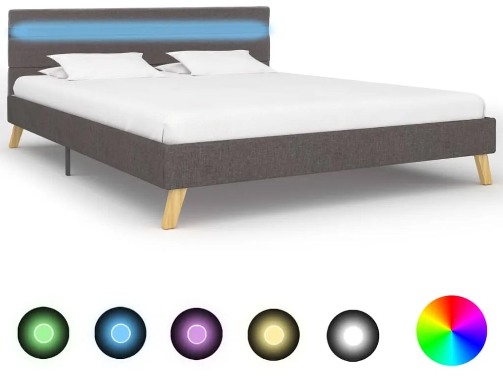 vidaXL Rám postele s LED svetlom svetlosivý 140x200 cm látkový