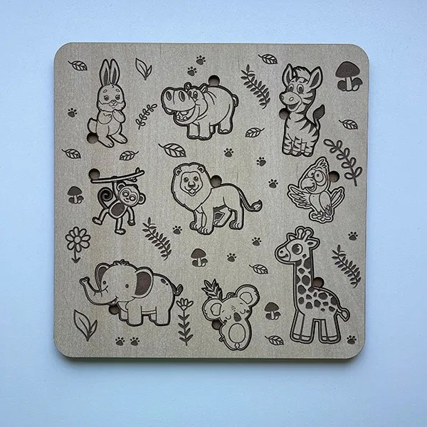 Drevené puzzle - Safari - Biela