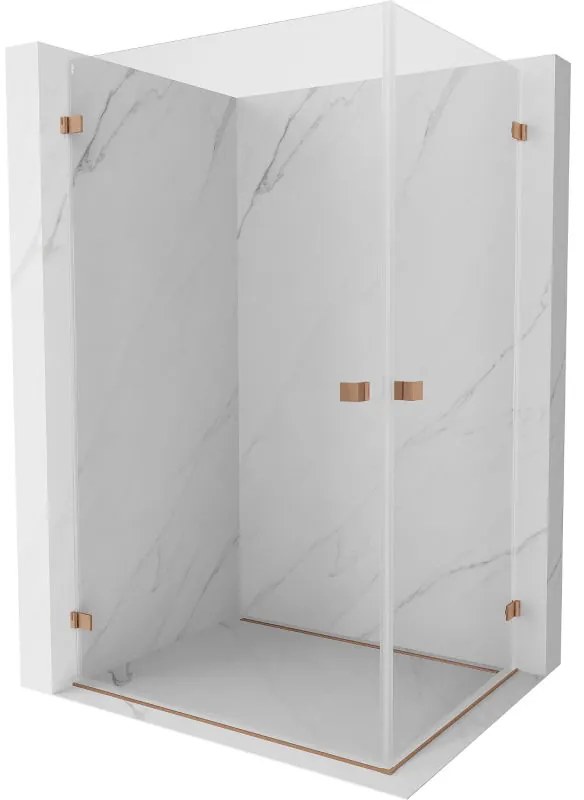 Mexen Lunar-B Duo výklopný sprchový kút 85 x 80 cm, číre sklo, medená matná, 832-085L-080P-65-00