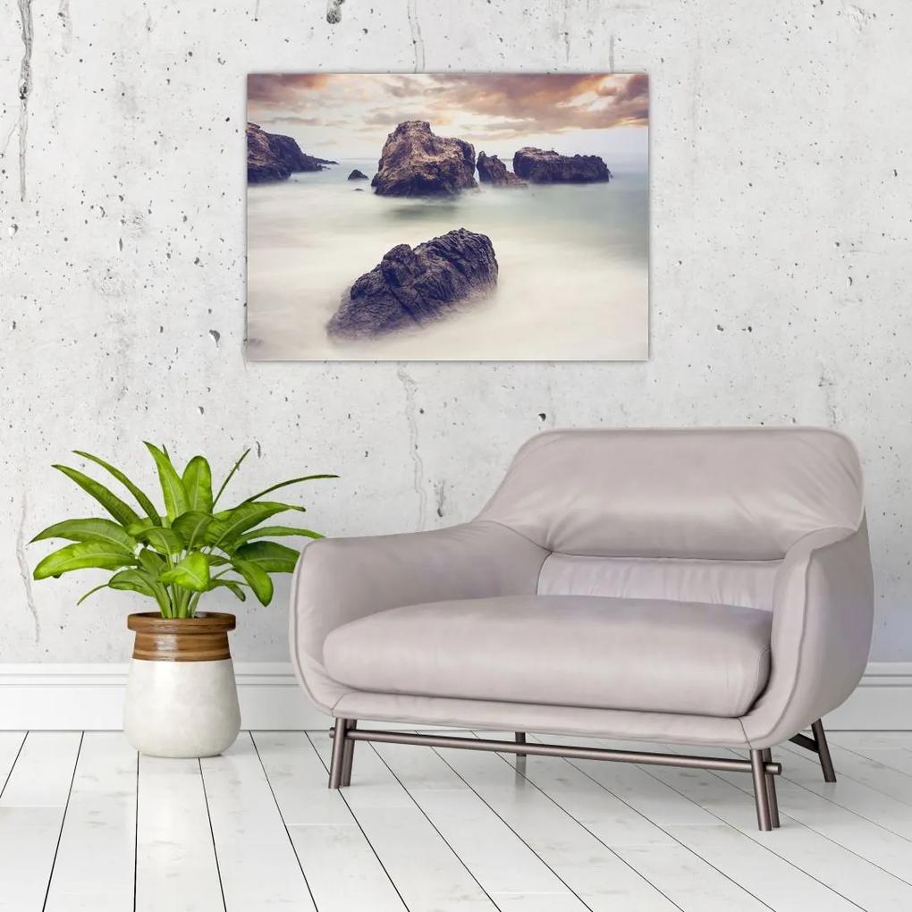 Sklenený obraz útesov v hmle (70x50 cm)