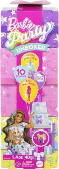 Mattel Barbie JFG72 Party Unboxed Reveal sada 10 prekvapení s bábikou