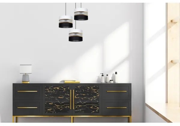 Luster na lanku CORAL 3xE27/60W/230V čiernobiela